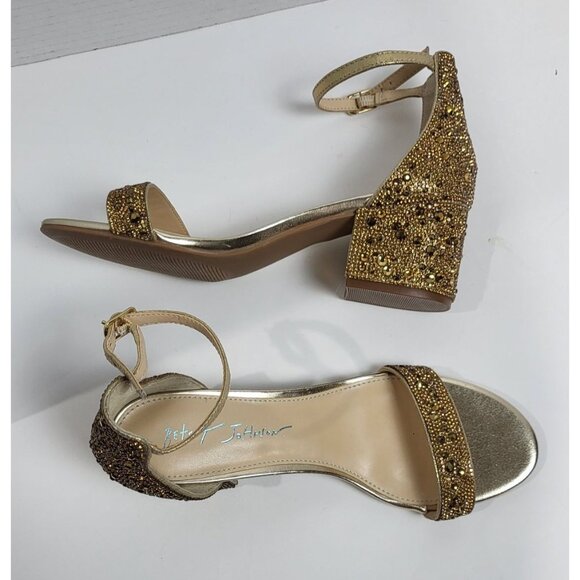 Blue by Betsey Johnson Mari Gold Glitter Block Heel Sandals Size 7M - Picture 4 of 11